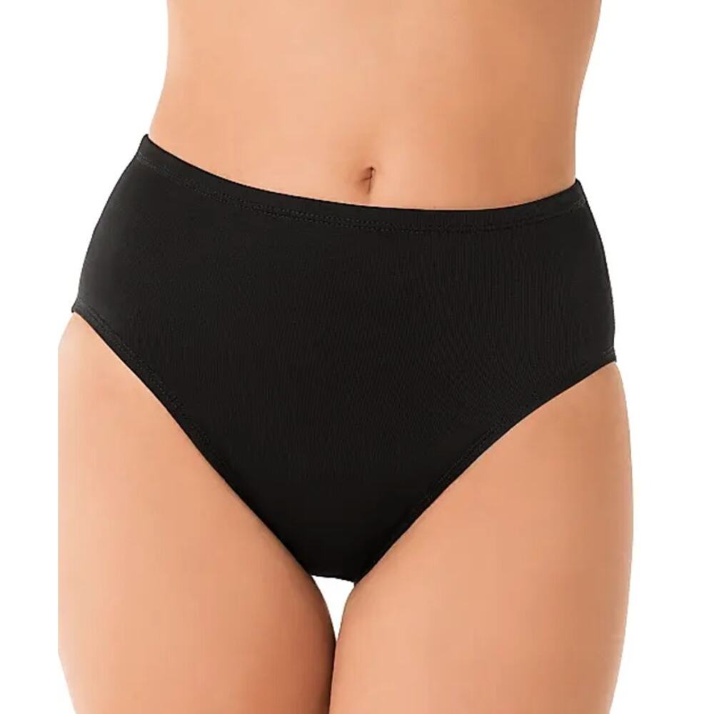 Miraclesuit Solid Basic High Waist Bikini Bottoms in Black Size 14